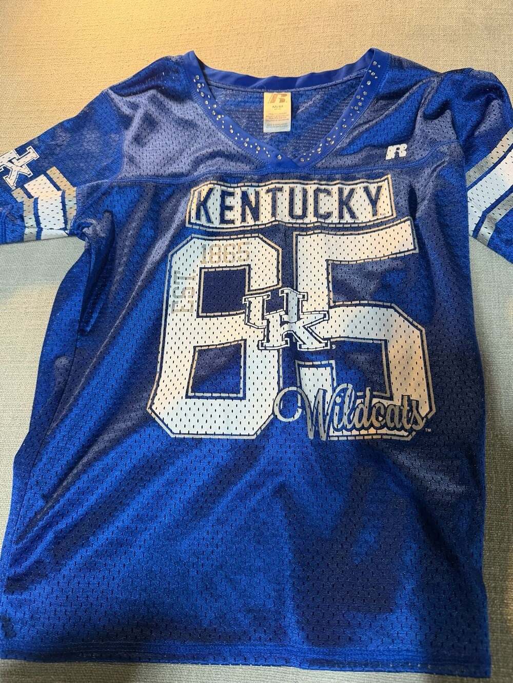 Russell Athletic Kentucky Wildcats 1865 Rhinestone Mesh Jersey Youth Size M 8/10